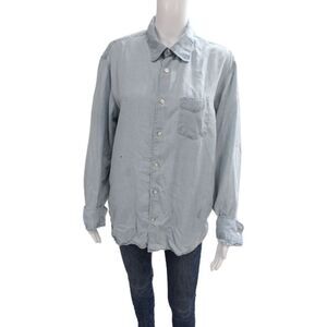 OFFICINE GENERALE Mens Point Collar Button-Up Shirt Light Blue Lyocell Size L
